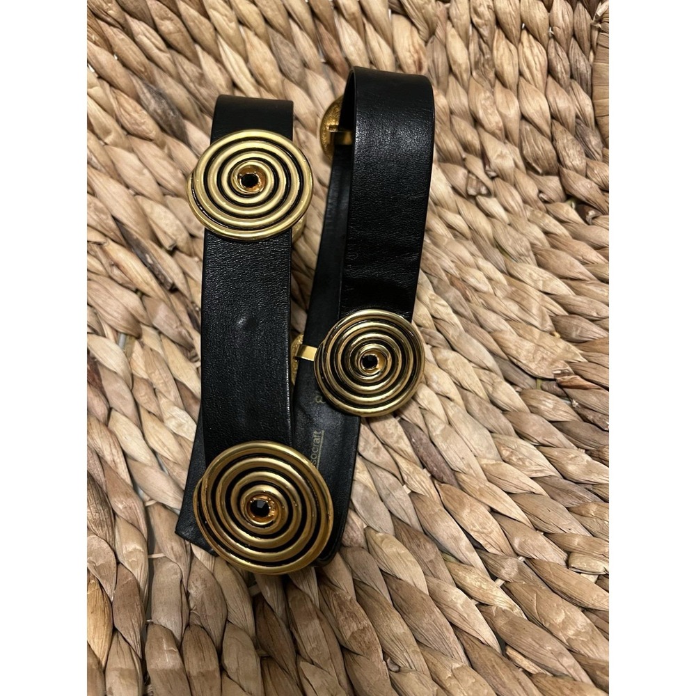 vintage accessocraft nyc Gold Medallion Belt 70's Vintage Glove Leather 32 1/4" - Picture 9 of 10